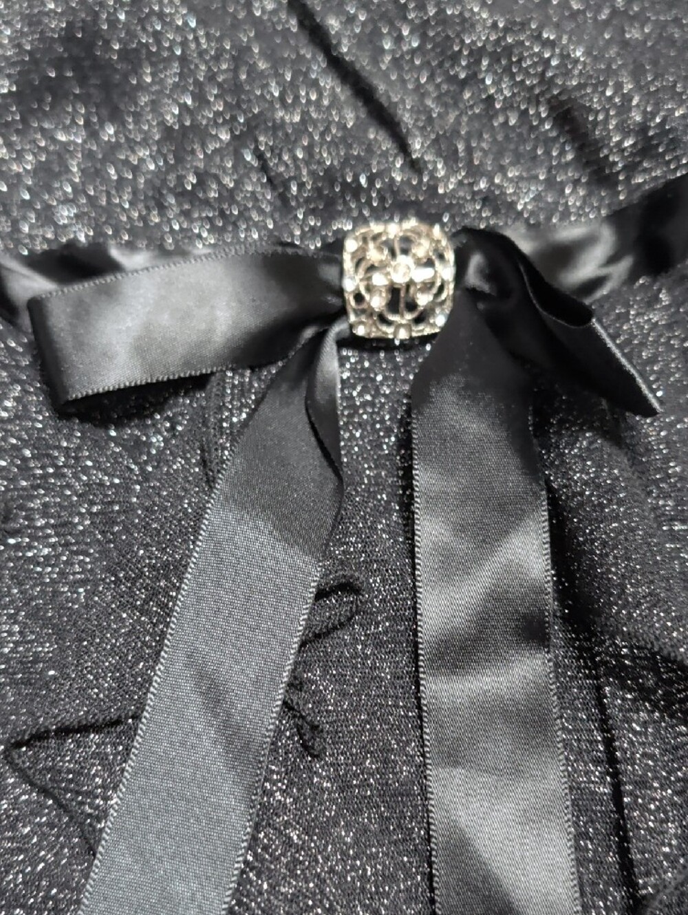 I.N. Girl Black Sparkle Party Dress with Satin Bow Kids 7 - Picture 4 of 8